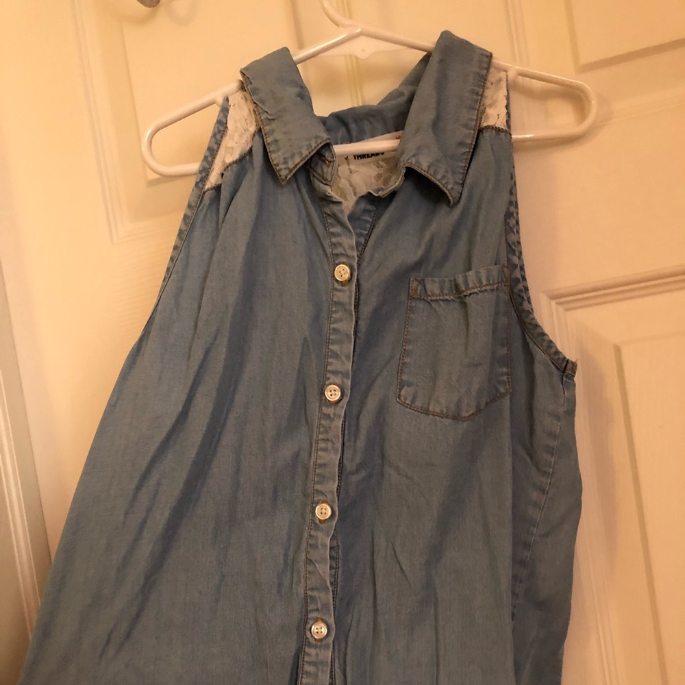 Girls denim & lace tank